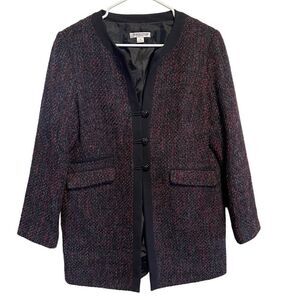 NWOT- Pendleton Petites- Dark Charcoal Tweed Blazer Long Jacket, Size 12 PETITE